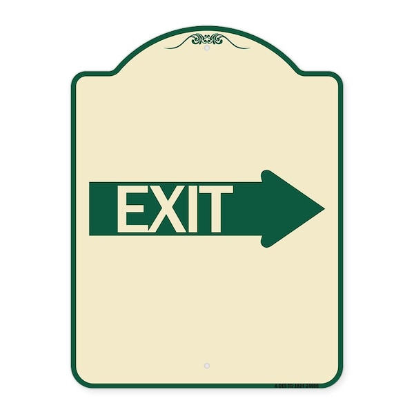 Exit With Right Arrow Heavy-Gauge Aluminum Architectural Sign, 24" H, 18" L, TG-1824-24606